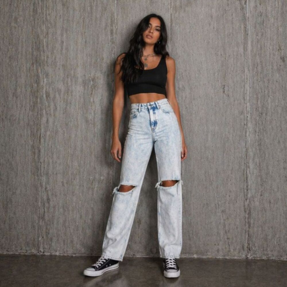 Adika White Acid Wash Destroyed High Rise Jeans Small Distressed 24/25